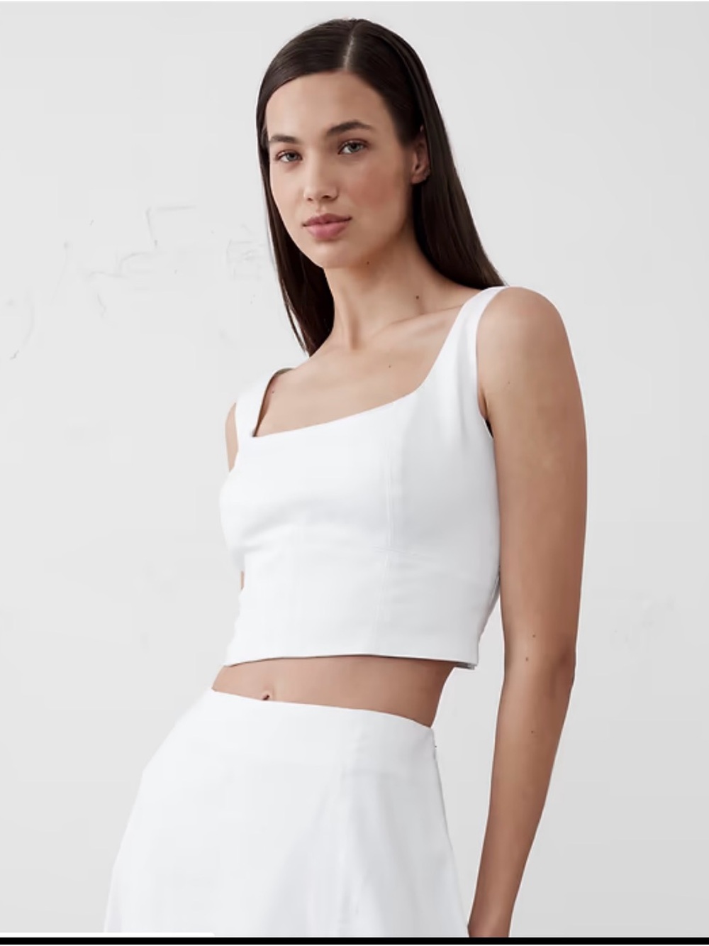 NWT  Banana Republic Factory White Linen Blend Square Neck Bustier, Size 12